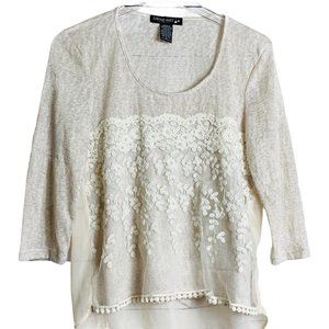 Living Doll Embroidered Net Overlay Front Top